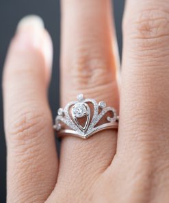 Women's Rings Crown Custom Natural Diamond White Gold 18k (2)