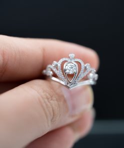 Women's Rings Crown Custom Natural Diamond White Gold 18k (2)