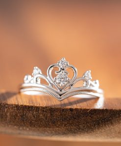 Women's Rings Crown Custom Natural Diamond White Gold 18k (2)