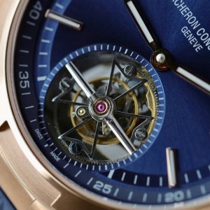 Vacheron Constantin Overseas Tourbillon 6000V Rose Gold Replica Watch Blue Rubber Strap 42 (2)