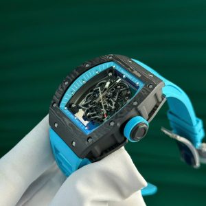 Richard Mille RM055 Carbon NTPT Replica 1 1 Blue Rubber Strap ZF Factory 49.9×42 (1)