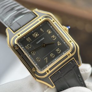 Cartier Santos Dumont Yellow Gold Grey Dial Rep 1 1 Leather Strap AF Factory 43.5mm x 31 (1)