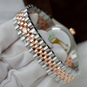 Rolex DateJust Demi Rose Gold Replica Watch Pink Dial THB Factory 31mm (1)