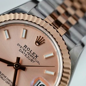 Rolex DateJust Demi Rose Gold Replica Watch Pink Dial THB Factory 31mm (1)