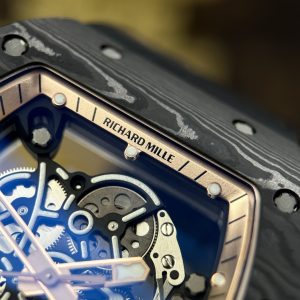 Richard Mille RM055 Carbon NTPT Replica Watches Rose Gold Dial ZF Factory 49.9×42 (1)
