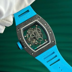 Richard Mille RM055 Carbon NTPT Replica 1 1 Blue Rubber Strap ZF Factory 49.9×42 (1)