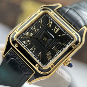 Cartier Santos Dumont Yellow Gold Black Dial Super Clone Watches AF Factory 43.5mm x 31 (1)