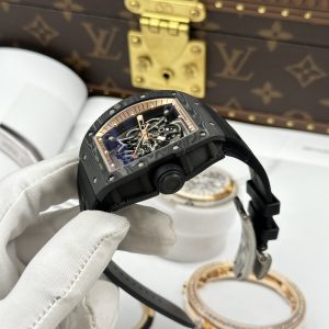 Richard Mille RM055 Carbon NTPT Replica Watches Rose Gold Dial ZF Factory 49.9×42 (1)