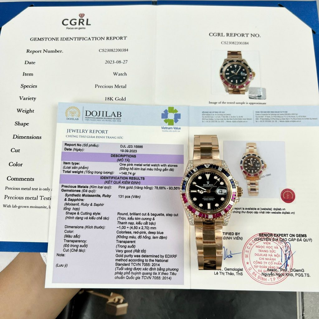 Rolex GMT-Master II 126755 SARU 18K Gold Wrapped Custom Moissanite Sapphire 41mm (11)