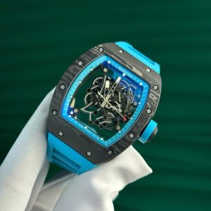Richard Mille RM055 Carbon NTPT Replica 1 1 Blue Rubber Strap ZF Factory 49.9×42 (1)