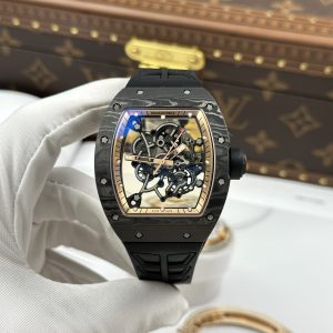 Richard Mille RM055 Carbon NTPT Replica Watches Rose Gold Dial ZF Factory 49.9×42 (1)