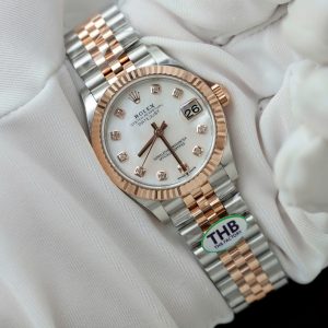 Rolex DateJust Demi Rose Gold Replica 11 Mother-of-Pearl Dial THB Factory 31mm (1)