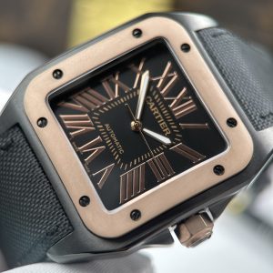 Cartier Santos 100 XL Demi Rose Gold Super Clone Watches Fabric Strap 51.1×41 (1)