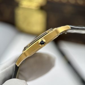 Cartier Santos Dumont Yellow Gold Grey Dial Rep 1 1 Leather Strap AF Factory 43.5mm x 31 (1)