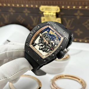 Richard Mille RM055 Carbon NTPT Replica Watches Rose Gold Dial ZF Factory 49.9×42 (1)