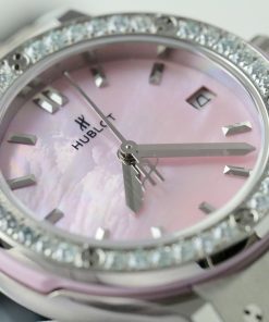 Hublot Classic Fusion Replica 11 Watch Dial Mother Of Pearl Pink + Moissanite Diamonds Hong Kong 33mm (2)