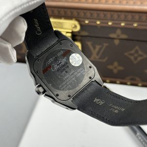 Cartier Santos 100 XL Black Roman Dial Replica 1 1 Fabric Strap 51.1×41 (1)