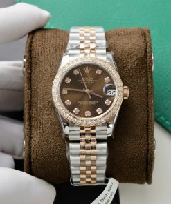 Rolex DateJust Replica Watch Chocolate Dial Custom Moissanite Diamonds 31mm (2)