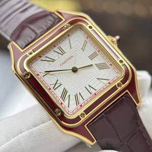 Cartier Santos Dumont Yellow Gold Rep 1 1 Leather Strap AF Factory 43.5mm x 31 (1)