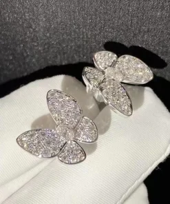Van Cleef & Arpels Butterfly Finger Womens Rings Custom Diamond White Gold 18K (2)