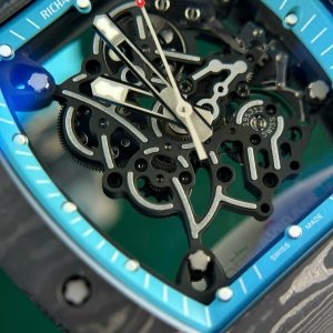 Richard Mille RM055 Carbon NTPT Replica 1 1 Blue Rubber Strap ZF Factory 49.9×42 (1)