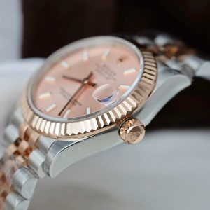 Rolex DateJust Demi Rose Gold Replica Watch Pink Dial THB Factory 31mm (1)