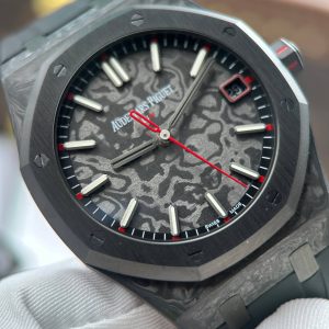 Audemars Piguet Royal Oak 15500 DiW Carbon NTPT Replica Watch Red Second Hand 41mm (2)